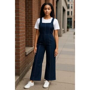 All in Favor Women's Jumpsuit Wide Leg Cropped Sleeveless Casual Dark Blue‎